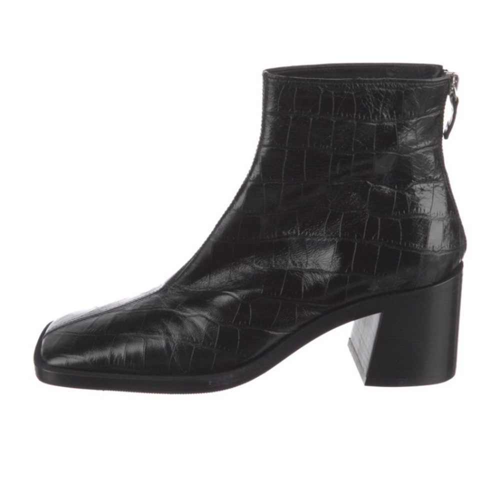 Miista black embossed leather booties